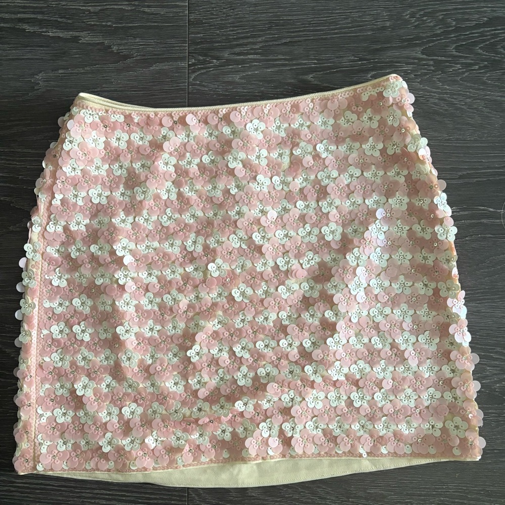 NWT & Other Stories sequin Skirt - Pink and White Floral Size 4